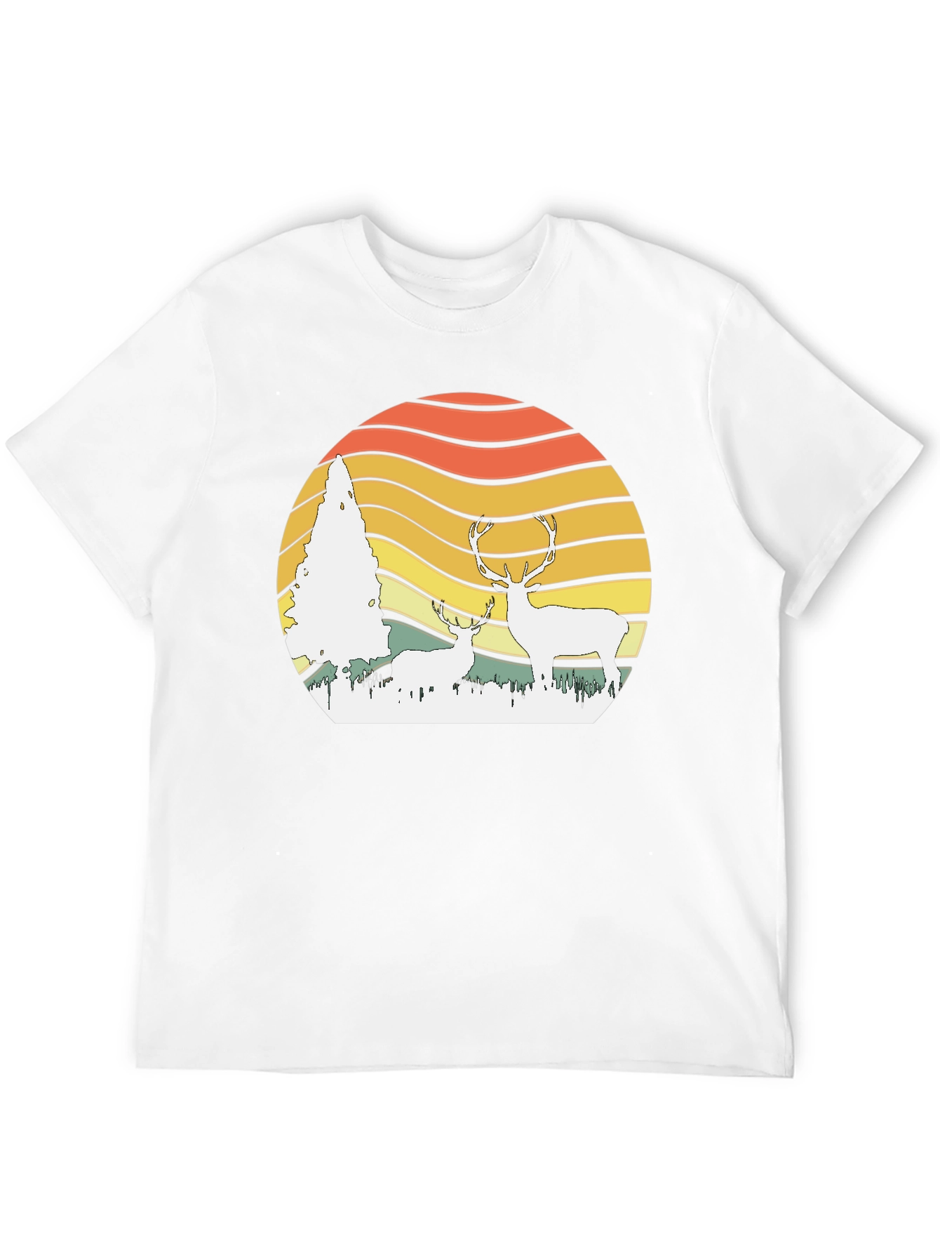 Black Retro Deer Sunset Graphic Tee - Nature Lover's T-Shirt view 12