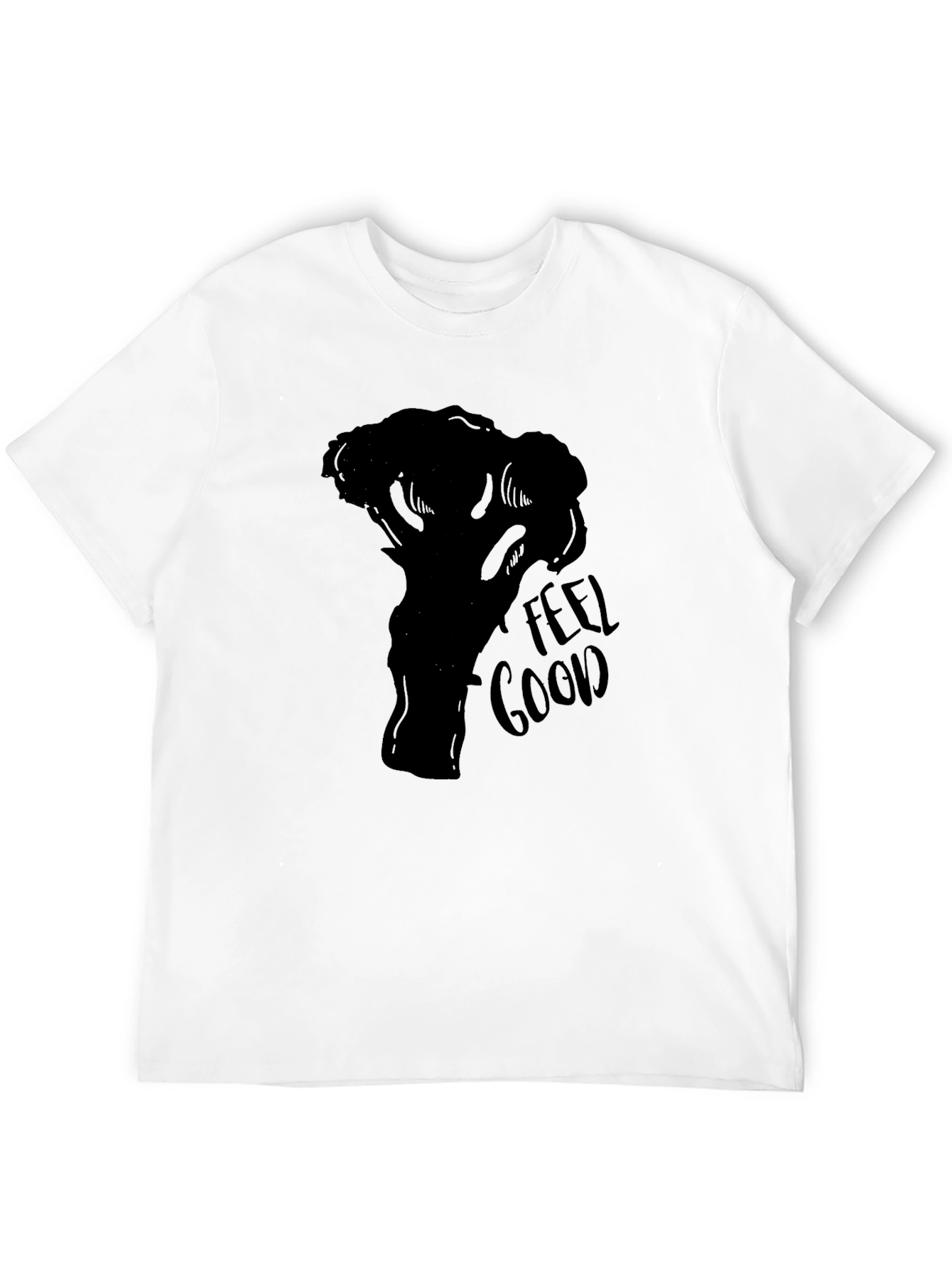 Black Feel Good Broccoli Graphic Tee - Black Cotton T-Shirt view 12