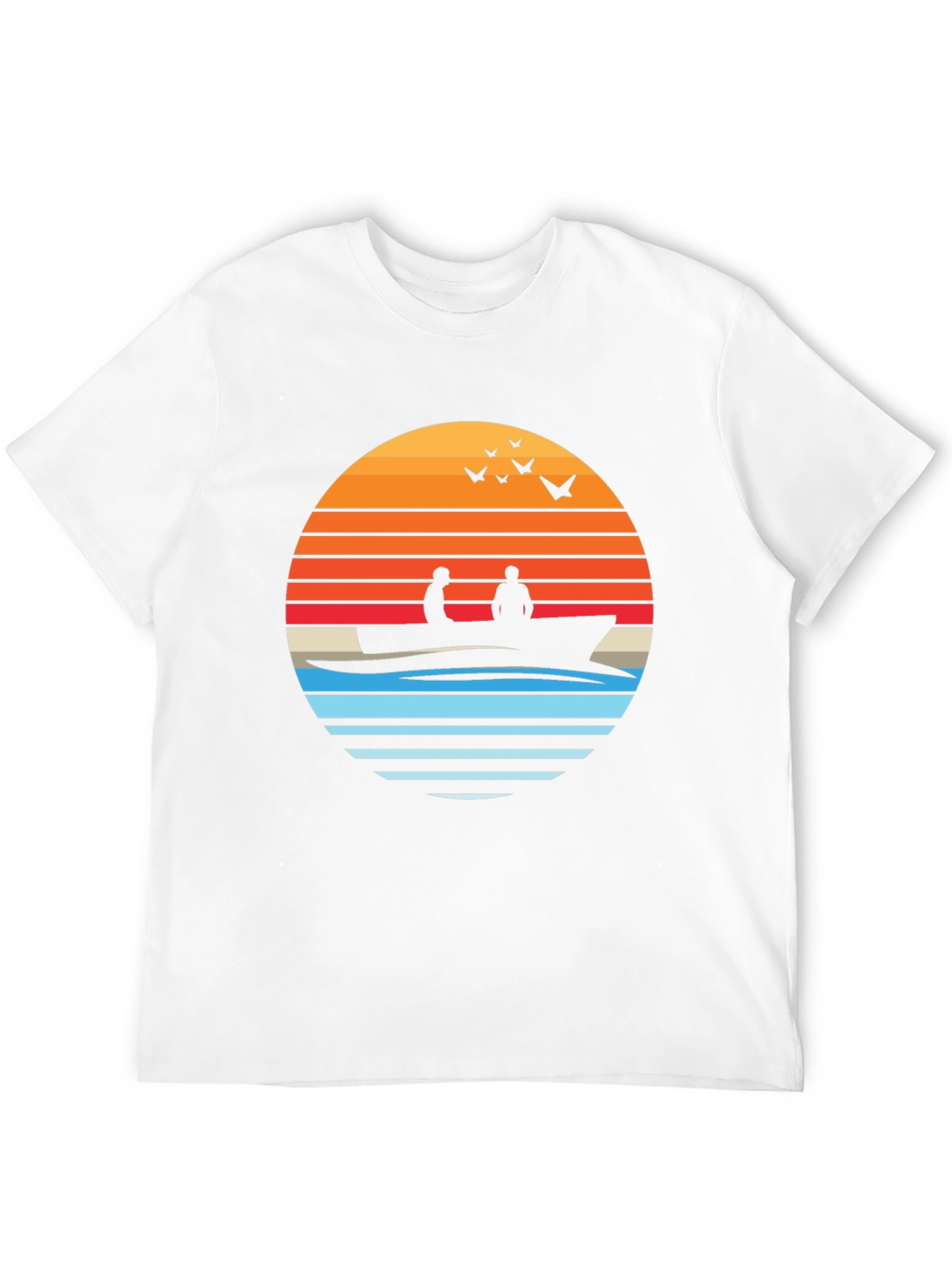Black Sunset Silhouette Boat T-Shirt view 12