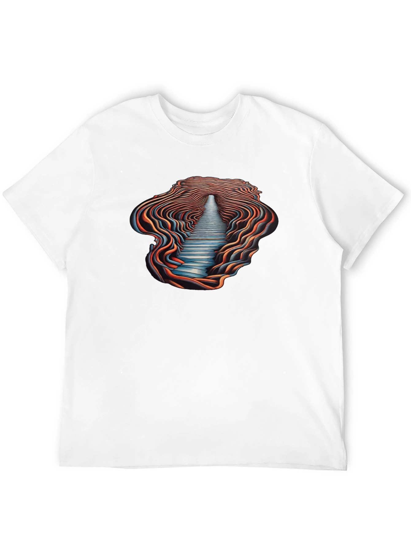 Black Optical Illusion Pathway Graphic Tee - Black view 12
