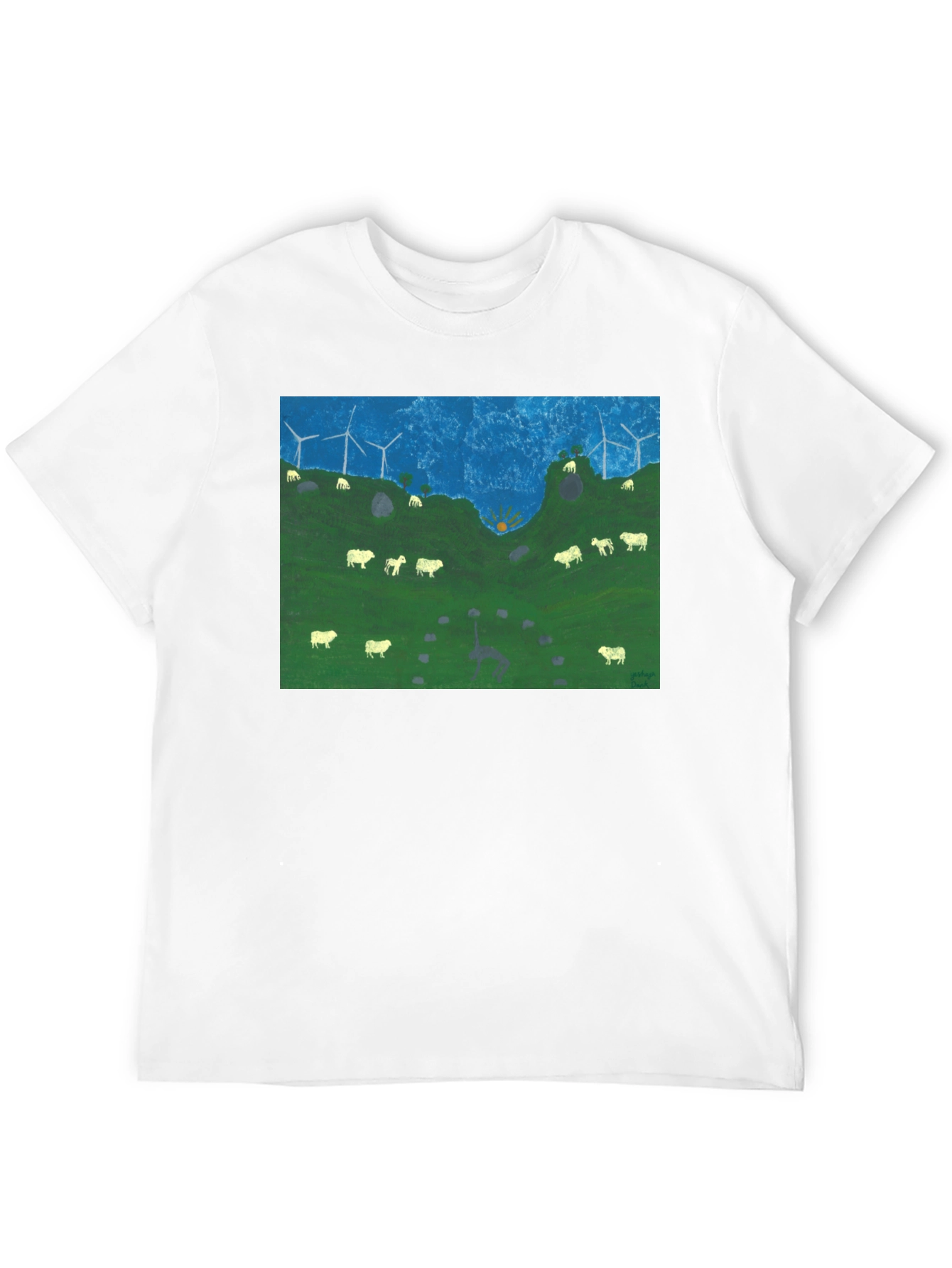 Black Wind Turbines & Sheep Graphic Tee view 12