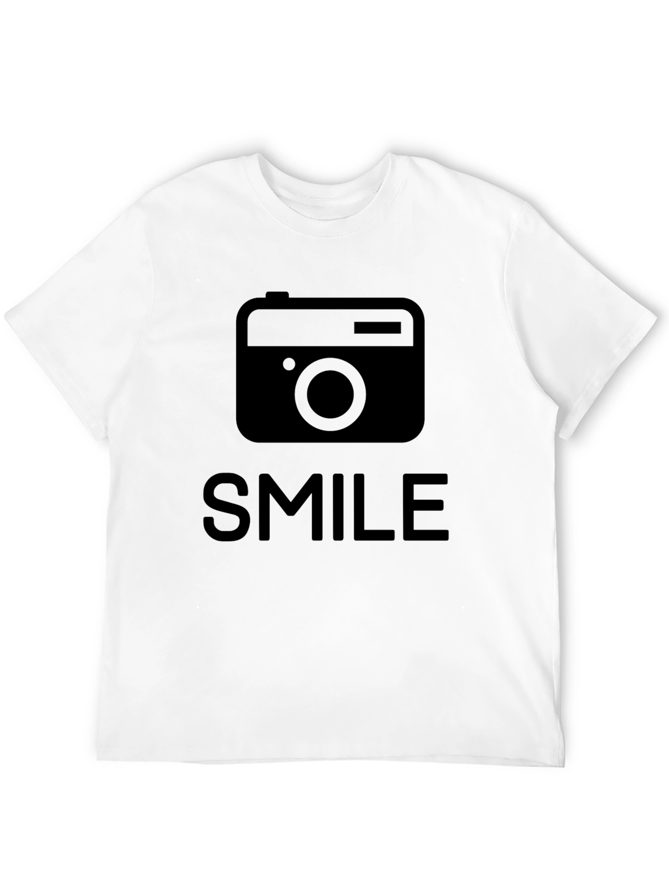 Black Smile Camera Graphic T-Shirt - Black Crew Neck Tee view 12