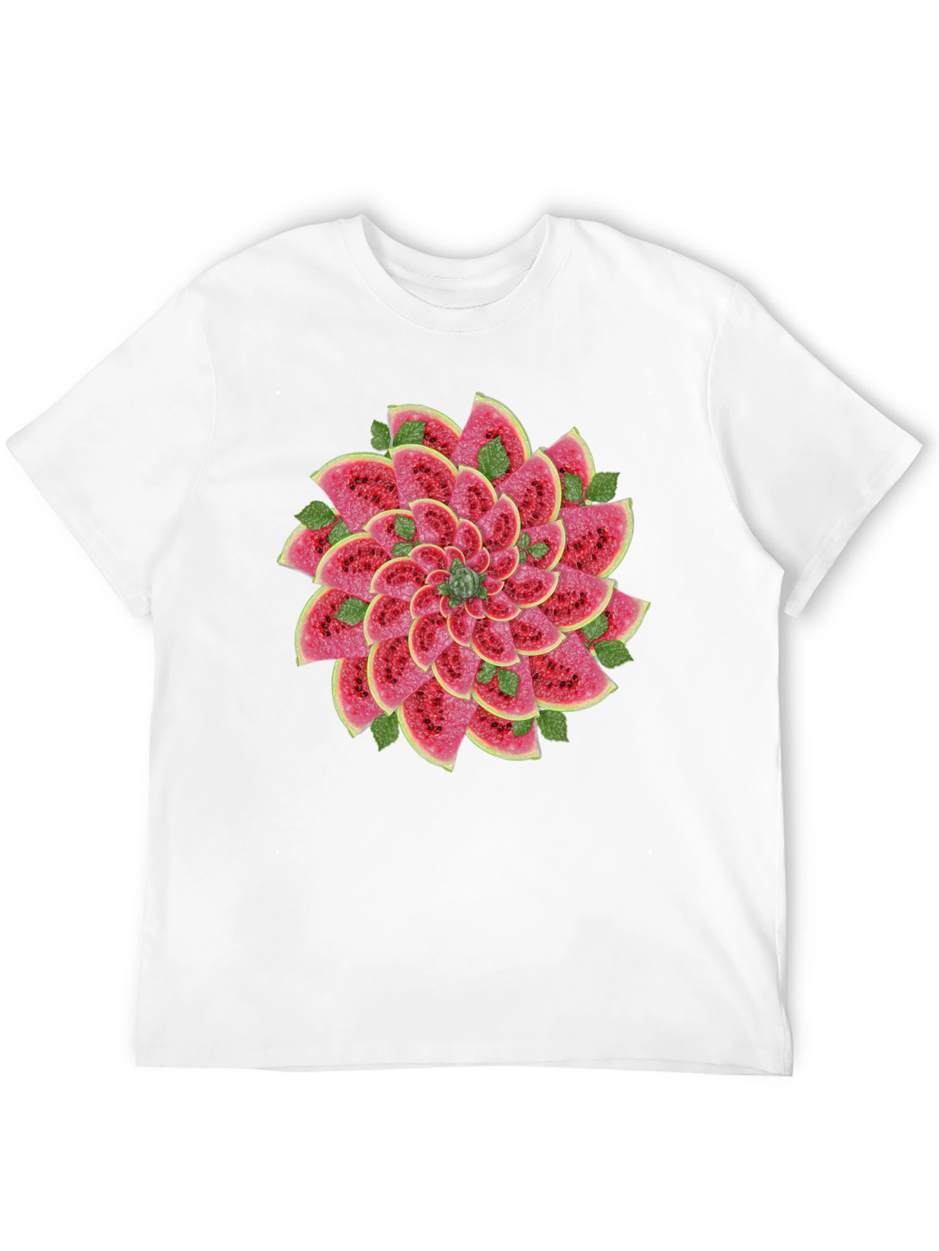 Black Watermelon Slice Flower Graphic Black T-Shirt view 12