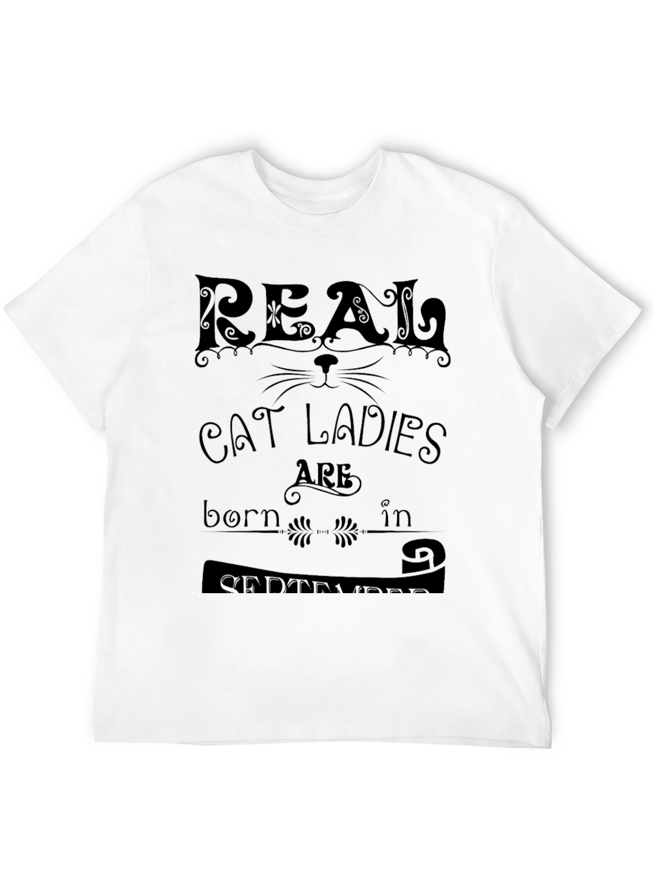 Black Real Cat Ladies Are Born In September Black T-Shirt view 12