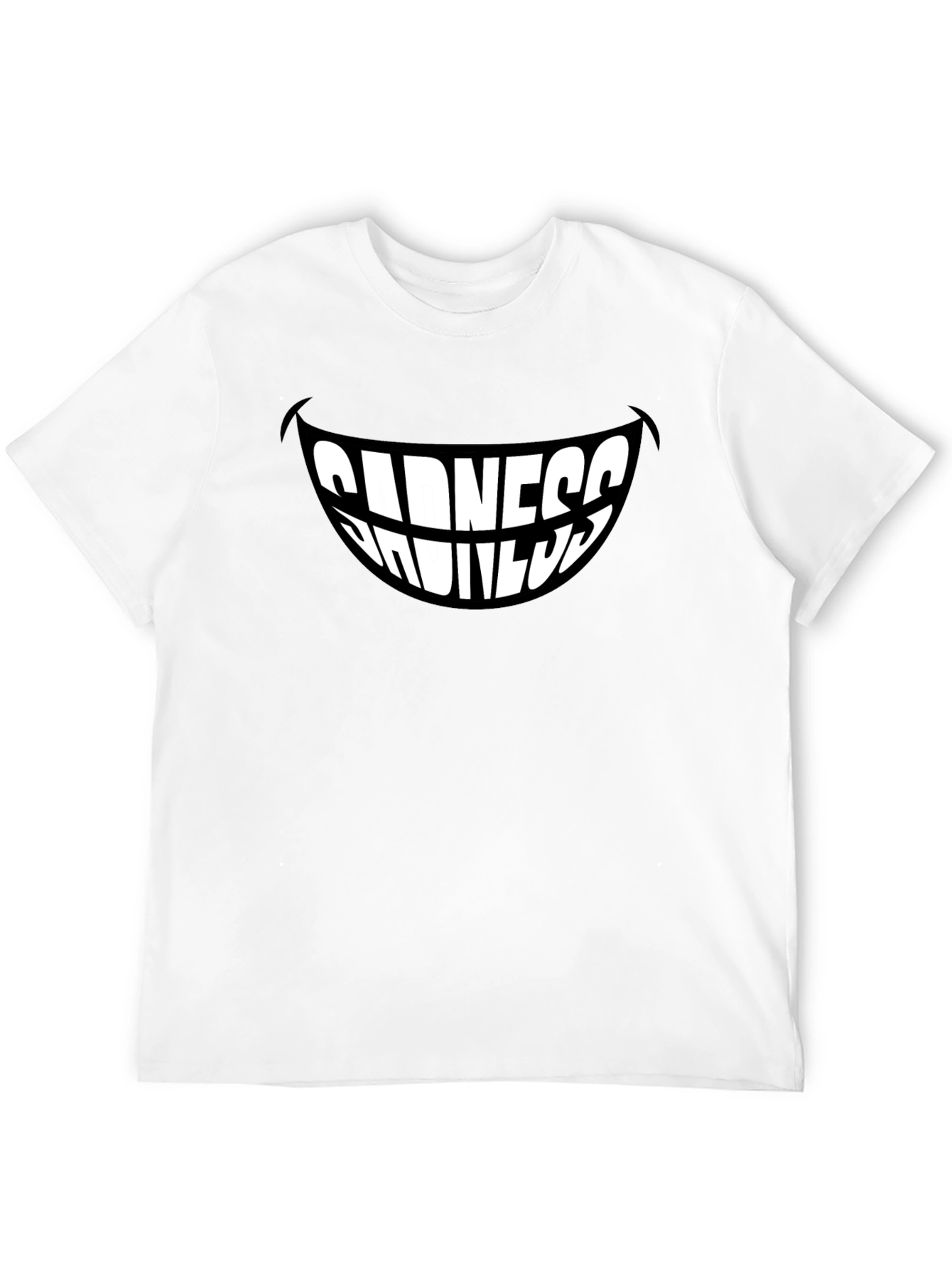 Black Sadness Smiles Graphic T-Shirt - Black, Stylish Men's Tee view 12