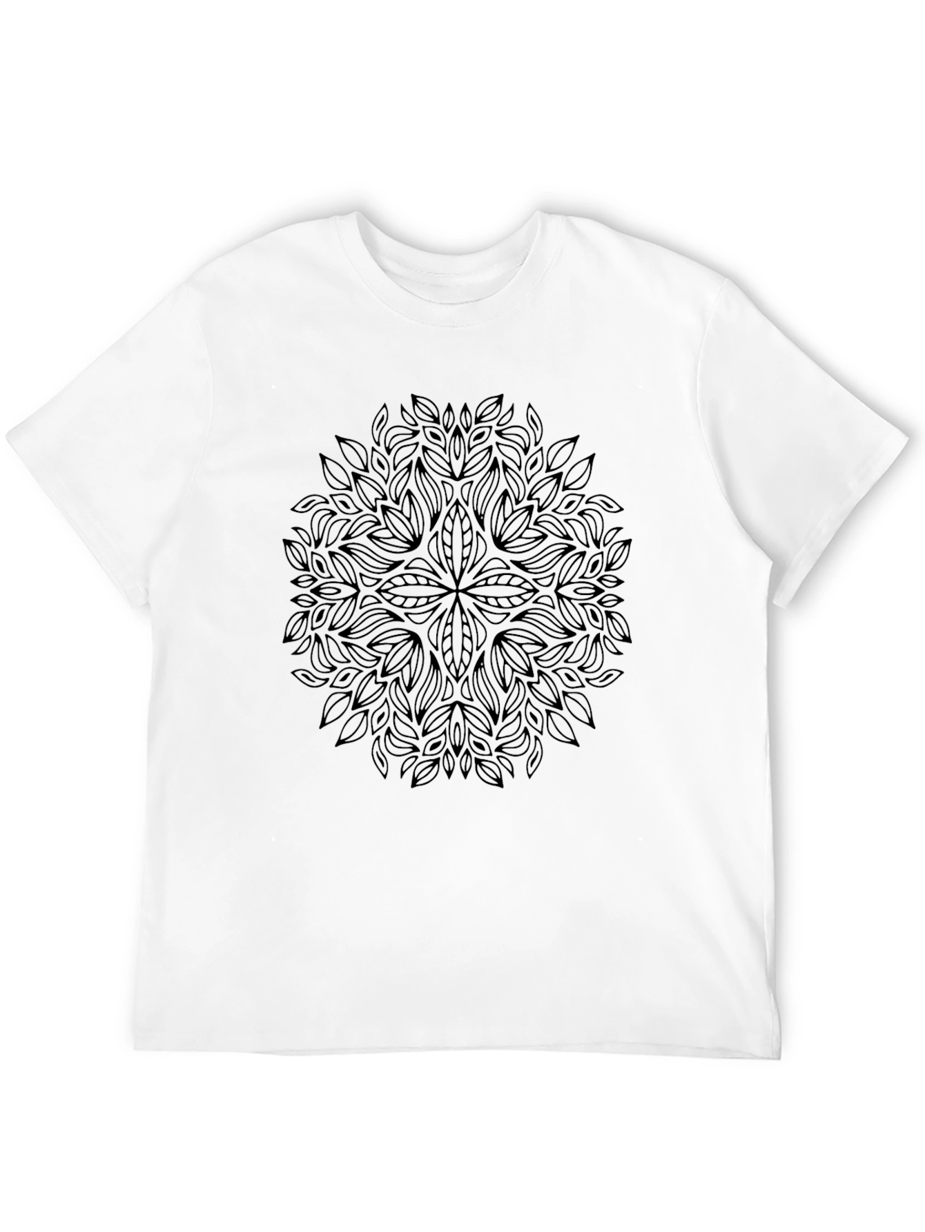 Black Black Mandala Graphic Print Crew Neck T-Shirt view 12
