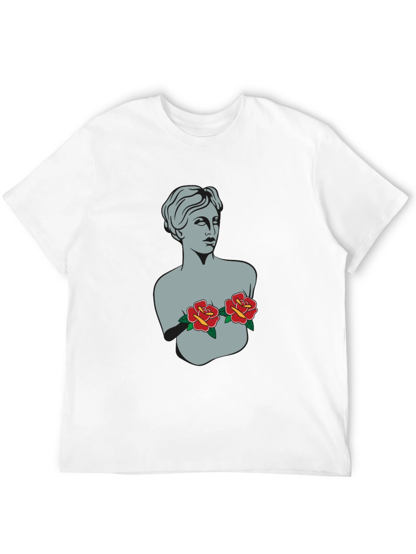 Statue Bust with Roses Graphic Tee - 12