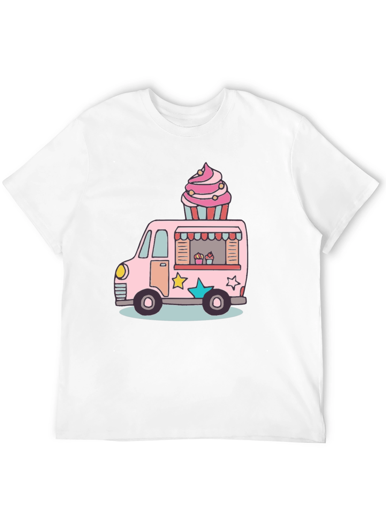 Black Cupcake Truck Graphic T-Shirt - Novelty Foodie Tee view 12