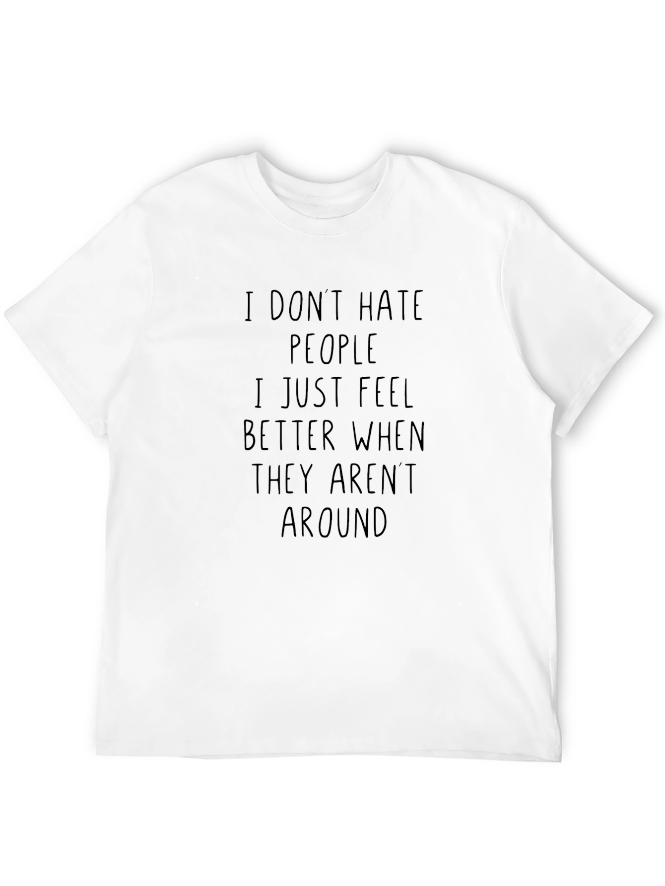 Black Introvert Humor Tee - "I Don't Hate People" T-Shirt view 12
