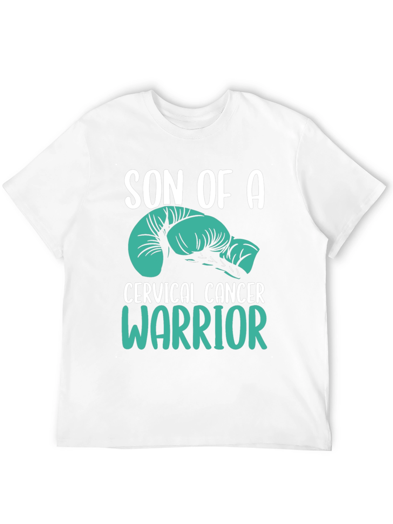 Black Cervical Cancer Warrior T-Shirt - Teal Boxing Gloves view 12