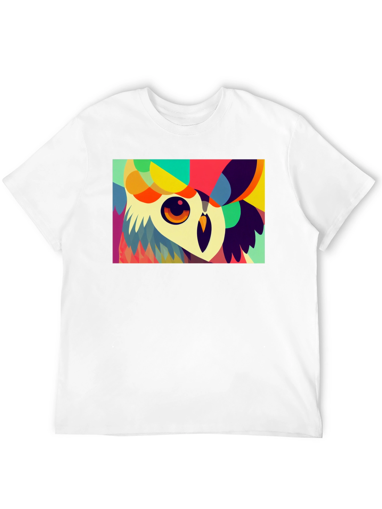 Black Abstract Owl Graphic Tee - Unique Colorful Design view 12