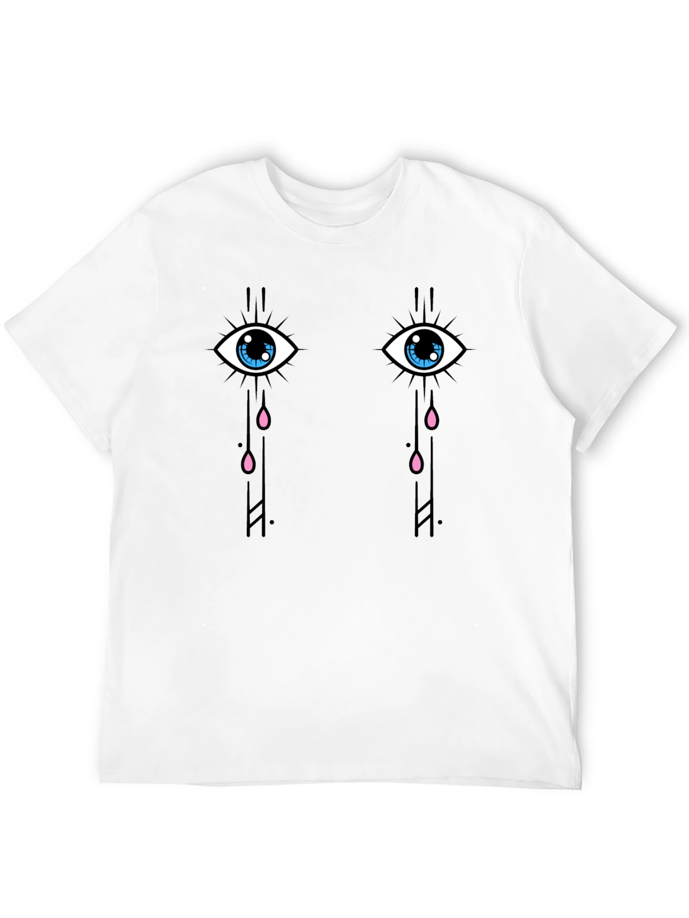 Black Teary Eyes Graphic Tee - Trendy Black Cotton T-Shirt view 12