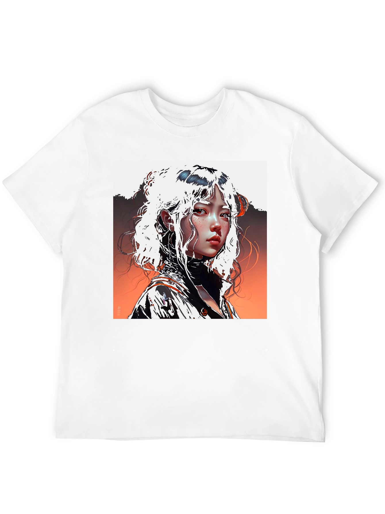 Black Anime Portrait Graphic Tee - Unisex Black T-Shirt view 12