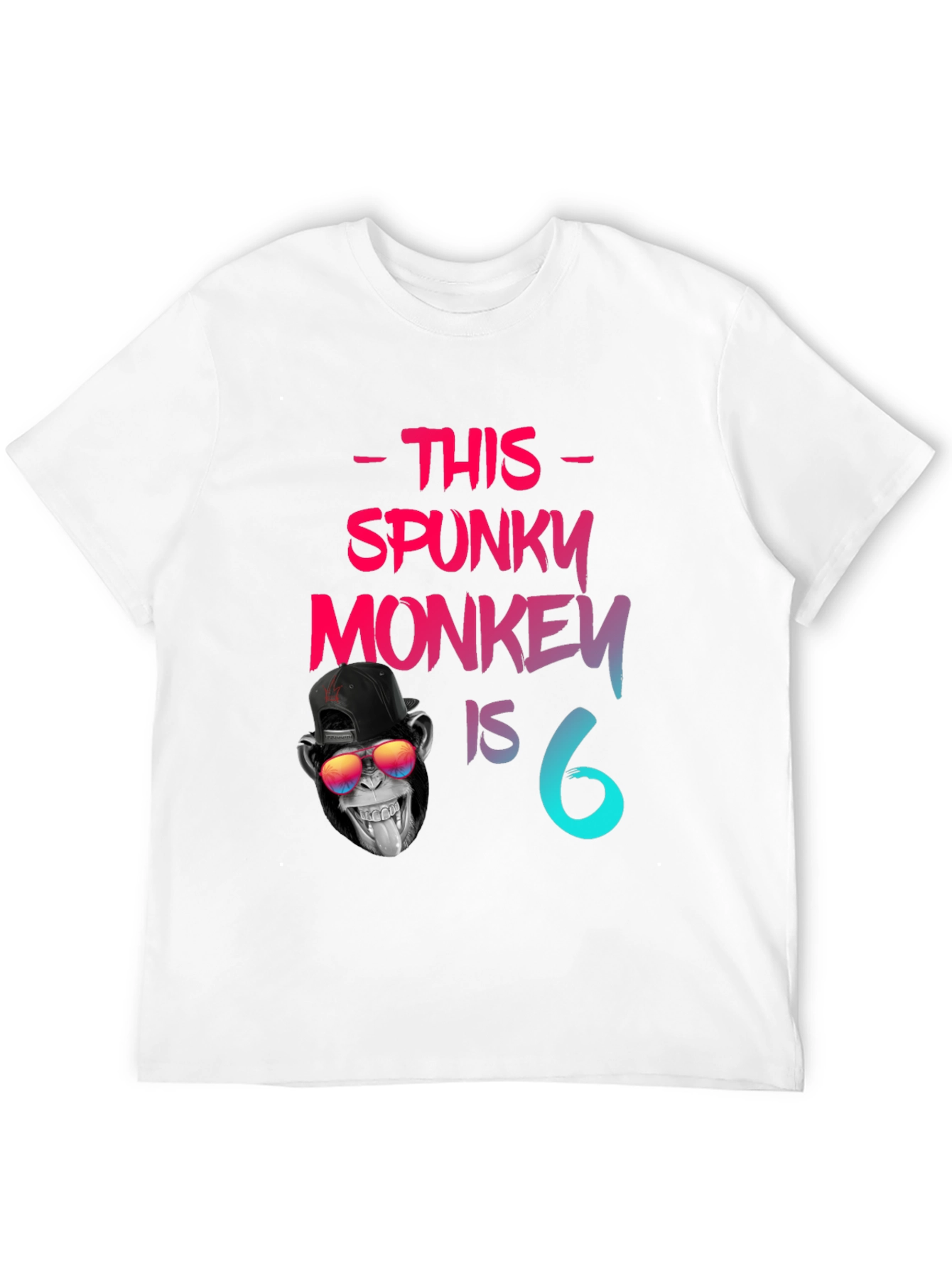 Black Spunky Monkey Birthday T-Shirt -  6 Years Old view 12