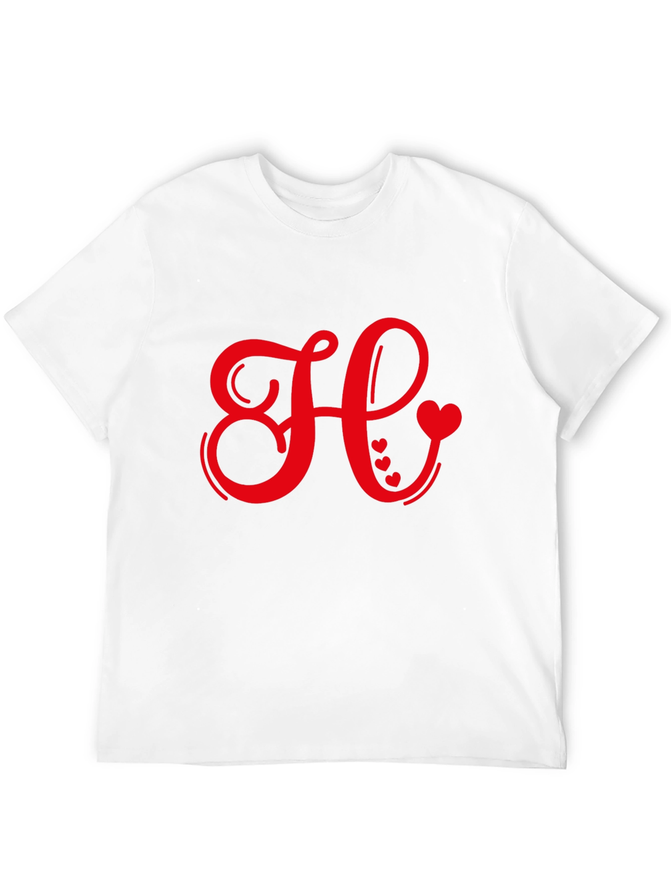 Black Red Heart Initial Letter Black T-Shirt view 12