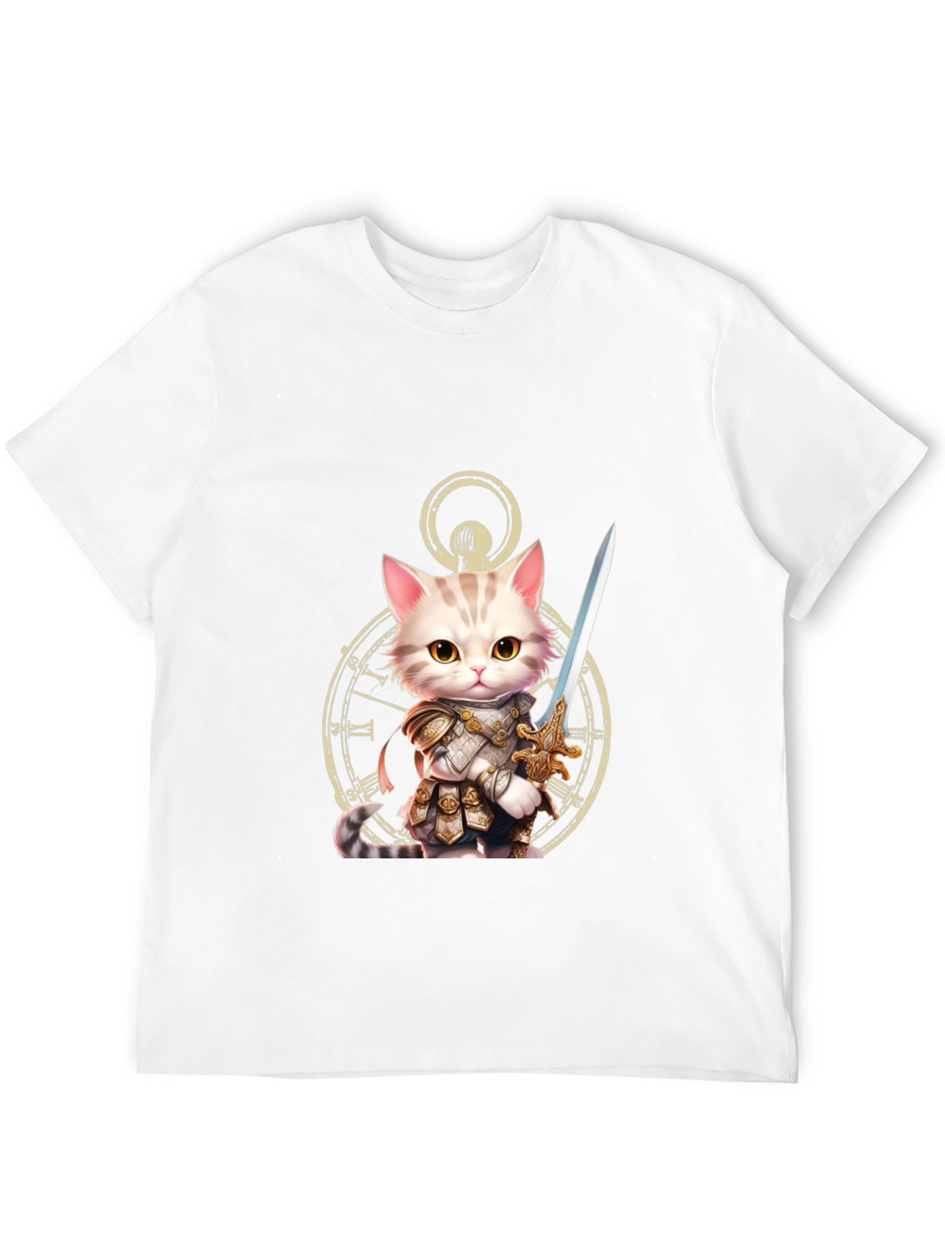 Black Cat Knight T-Shirt - Whimsical Warrior Design view 12