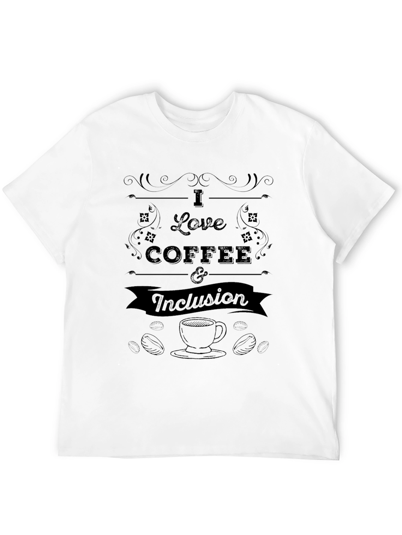 Black I Love Coffee & Inclusion Graphic T-Shirt view 12