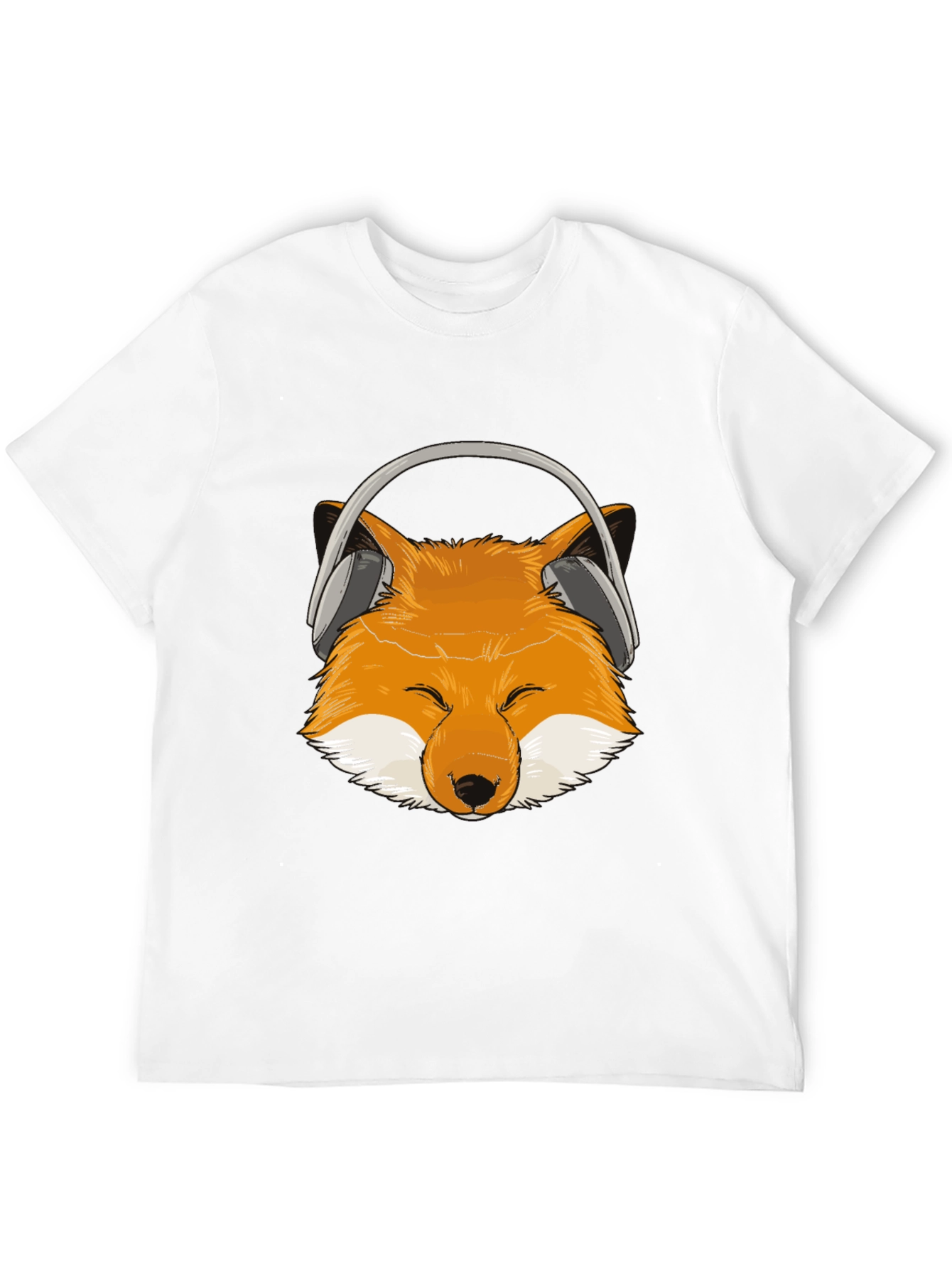 Black Fox Headphone T-Shirt - Cool Animal Design view 12