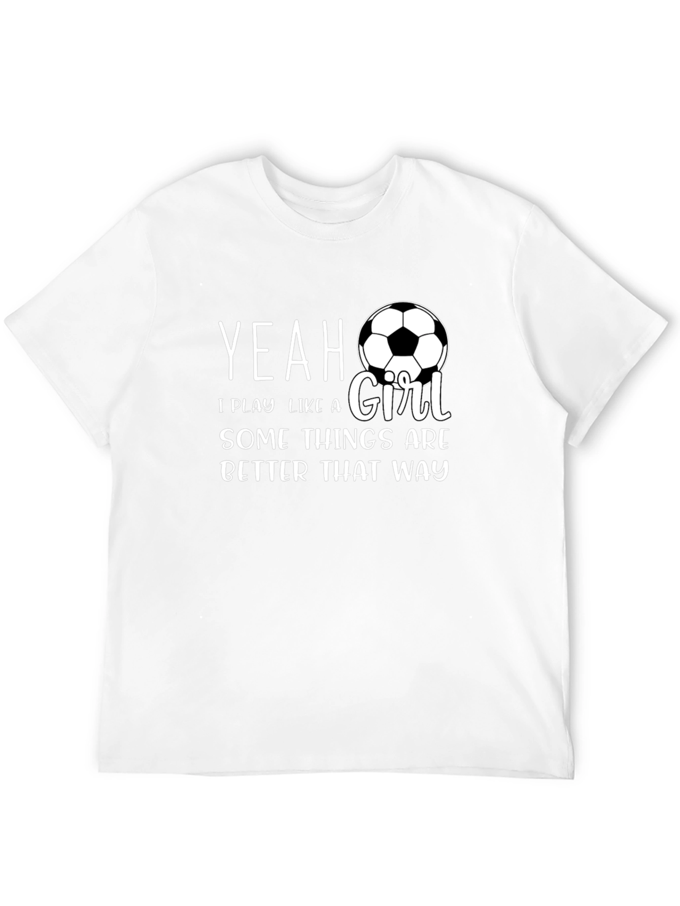 Black Yeah I Play Like A Girl Soccer T-Shirt view 12
