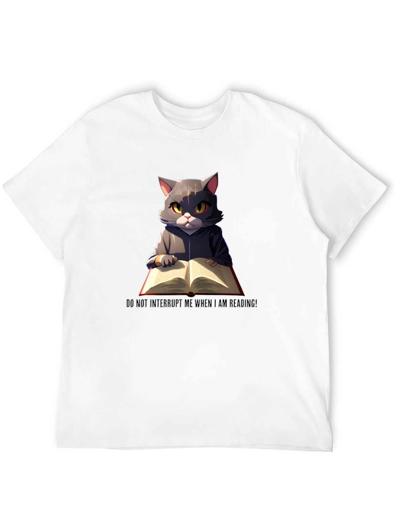 Black Reading Cat Graphic T-Shirt - Do Not Disturb view 12