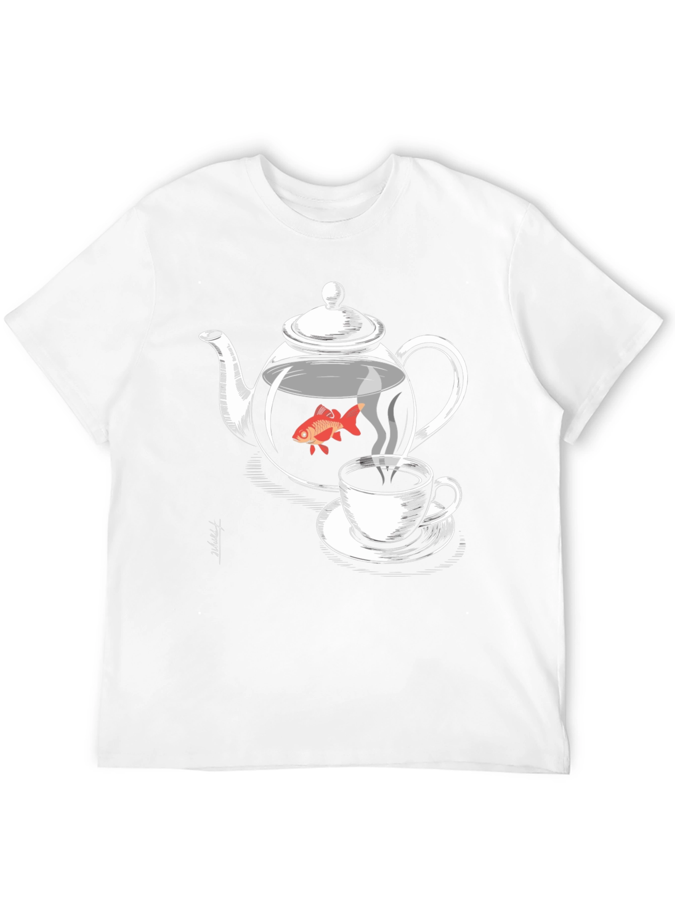 Black Teapot Goldfish Graphic T-Shirt - Unique Design view 12