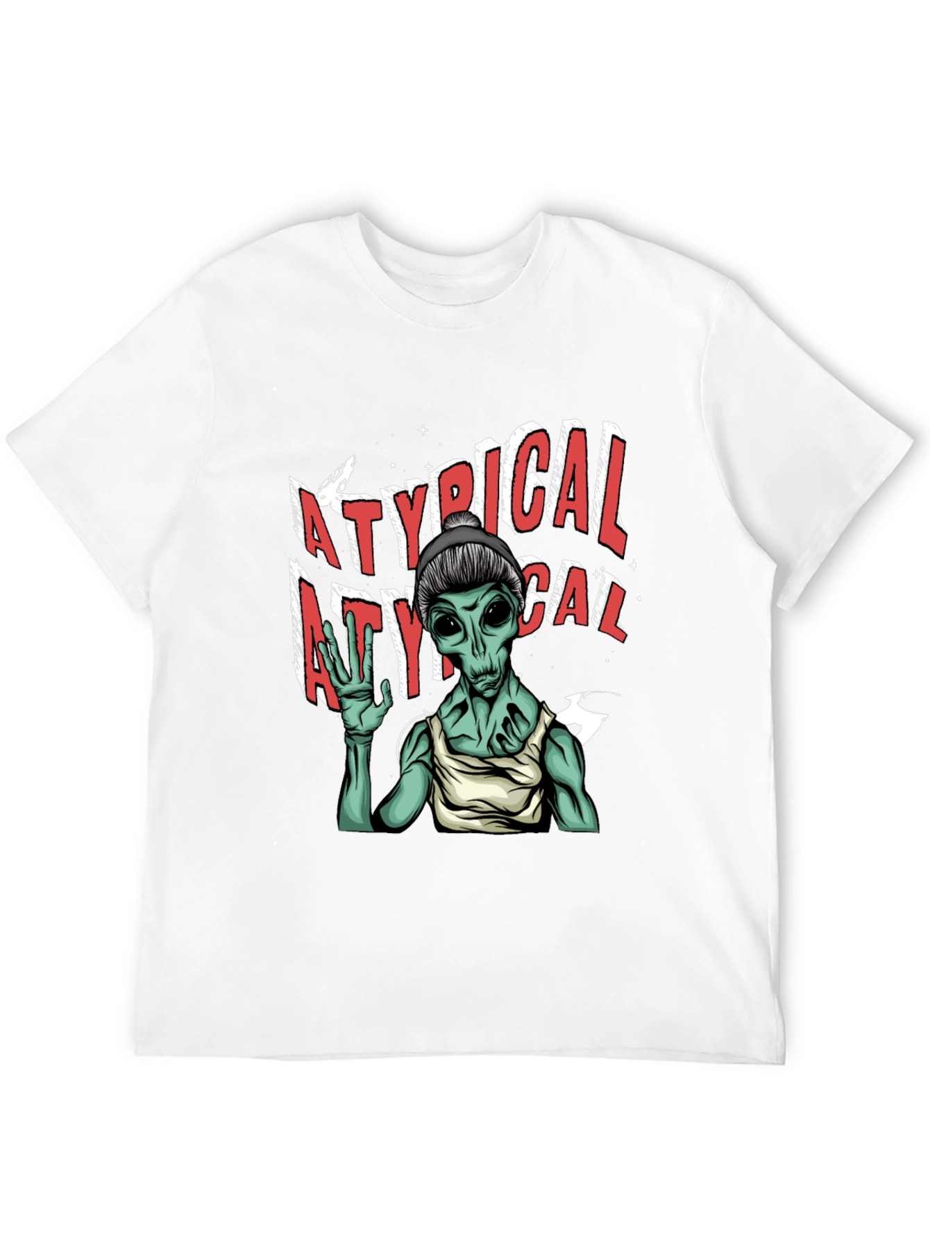 Black Atypical Alien Graphic Tee - Black Cotton T-Shirt view 12