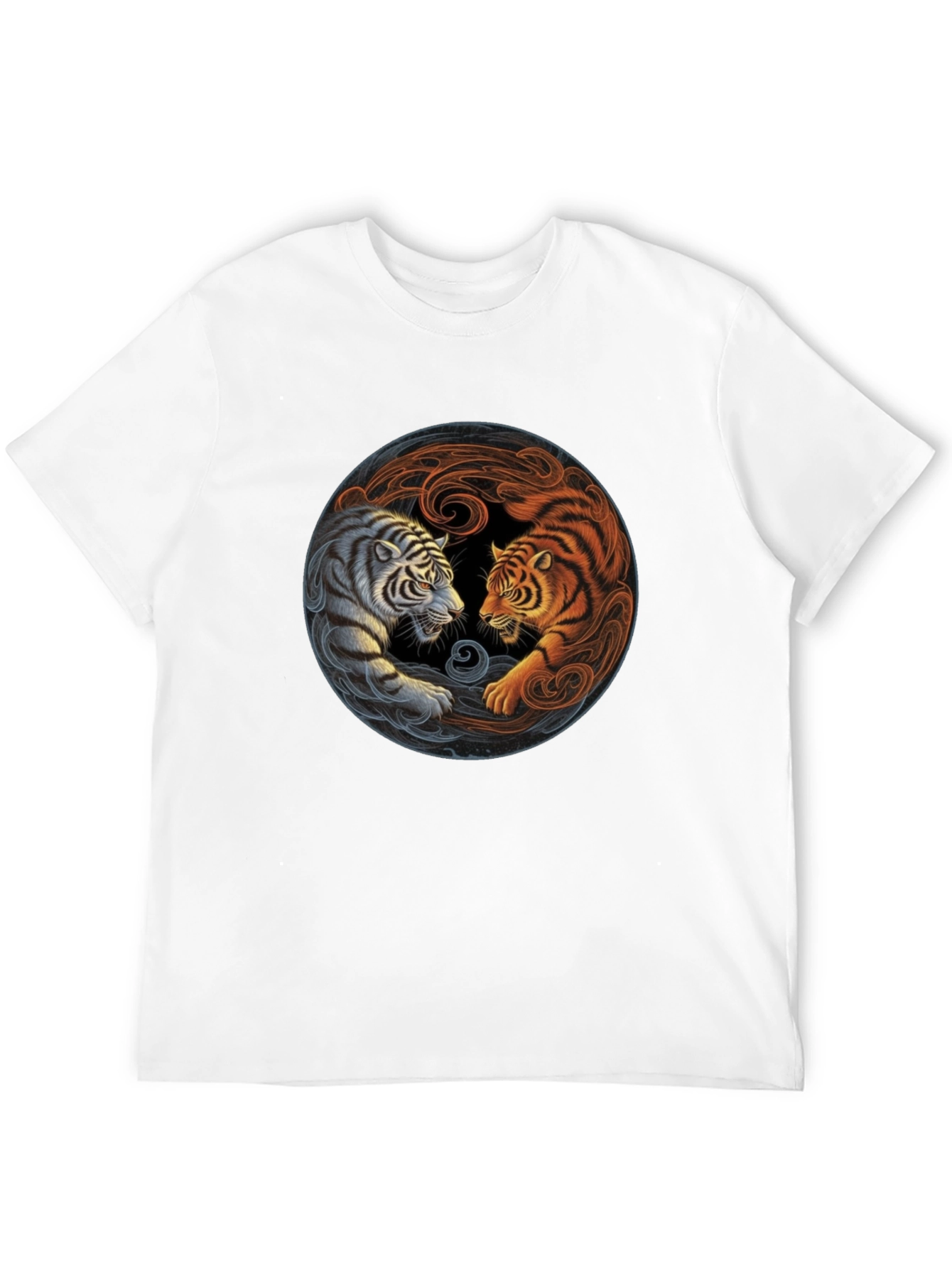 Black Yin Yang Tiger Graphic Tee - Black Cotton Blend view 12