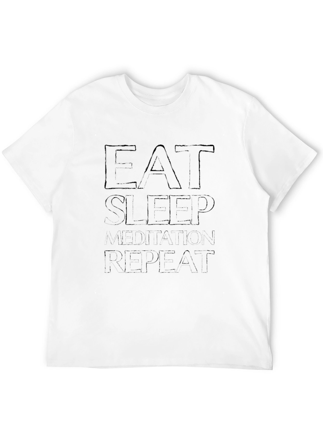 Black Eat Sleep Meditation Repeat T-Shirt - Black Graphic Tee view 12