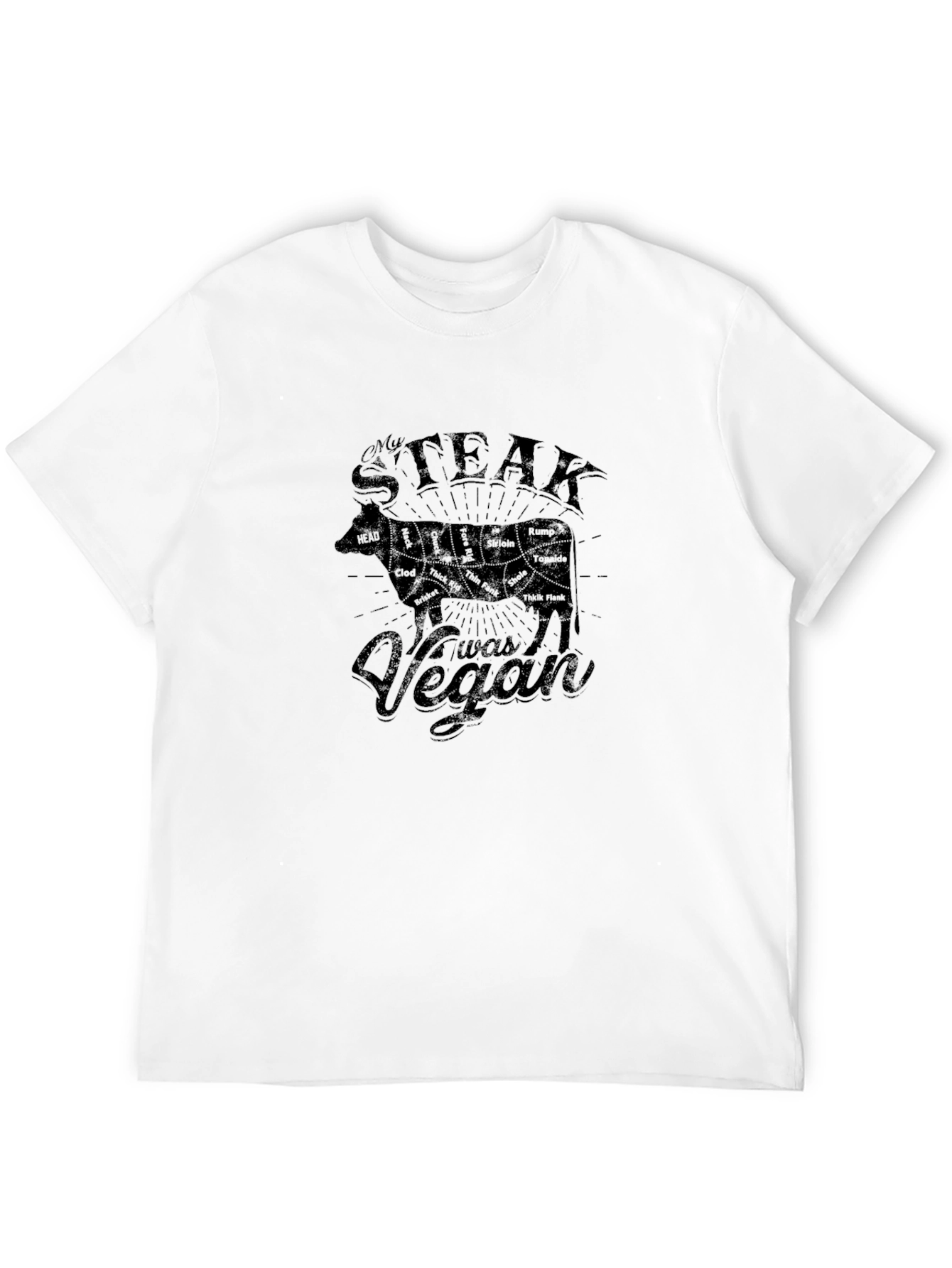 Black Vegan Steak T-Shirt - Black Graphic Tee view 12