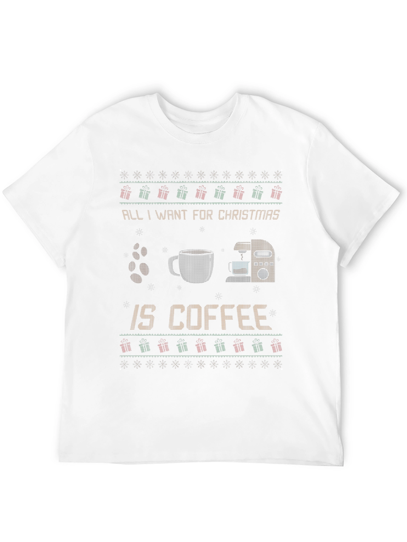 Black All I Want for Christmas is Coffee Ugly Sweater T-Shirt view 12