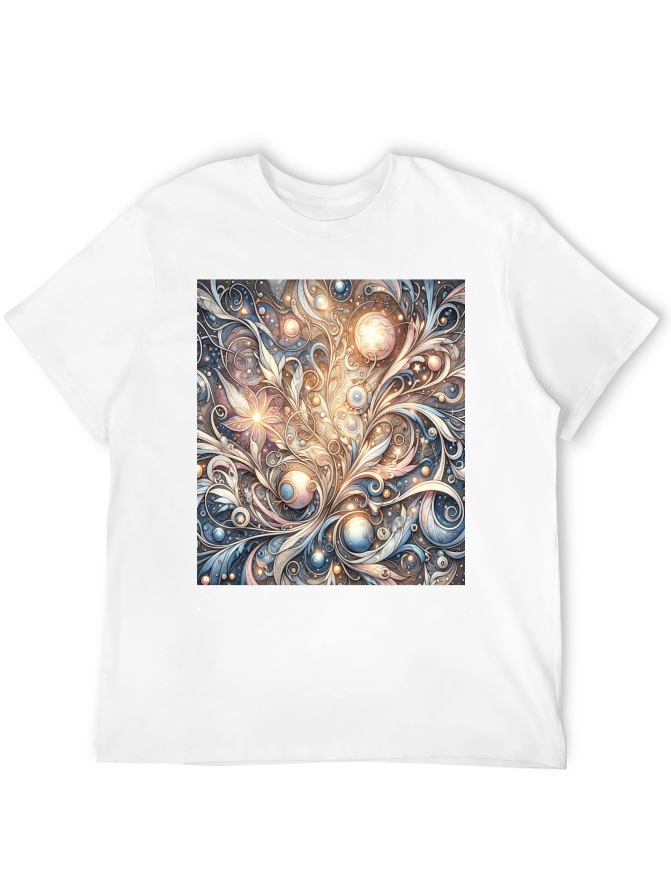 Black Art Nouveau Swirl T-Shirt: Unique Pattern Tee view 12