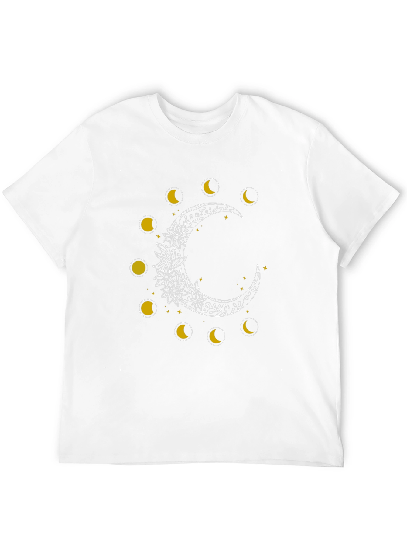 Black Moon Phases Floral Graphic Tee - Black Cotton Blend view 12