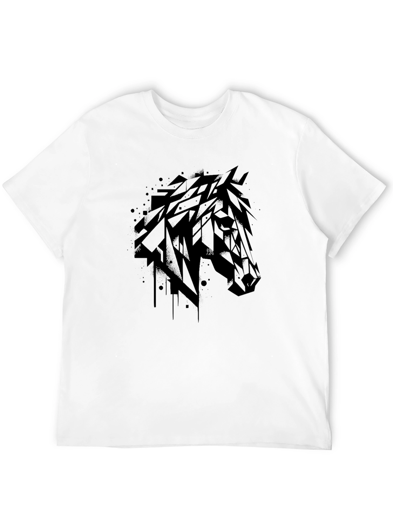 Abstract Horse Head Black T-Shirt - 12