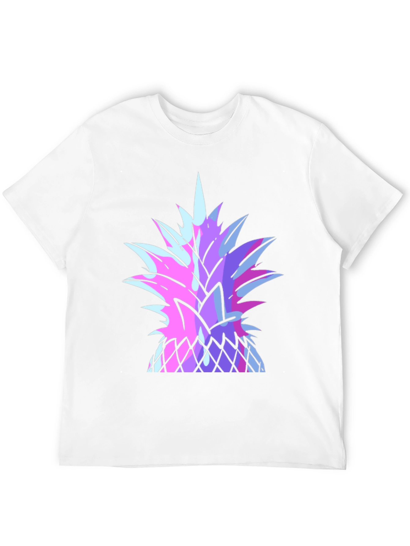 Black Vaporwave Pineapple Graphic Tee - Black Cotton T-Shirt view 12