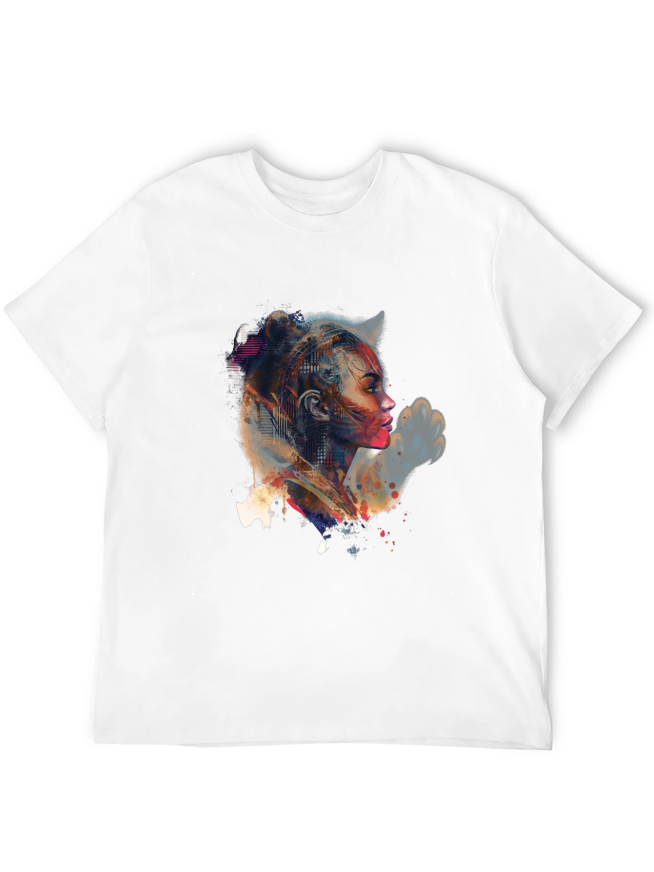 Black Abstract Woman Portrait Graphic Tee view 12