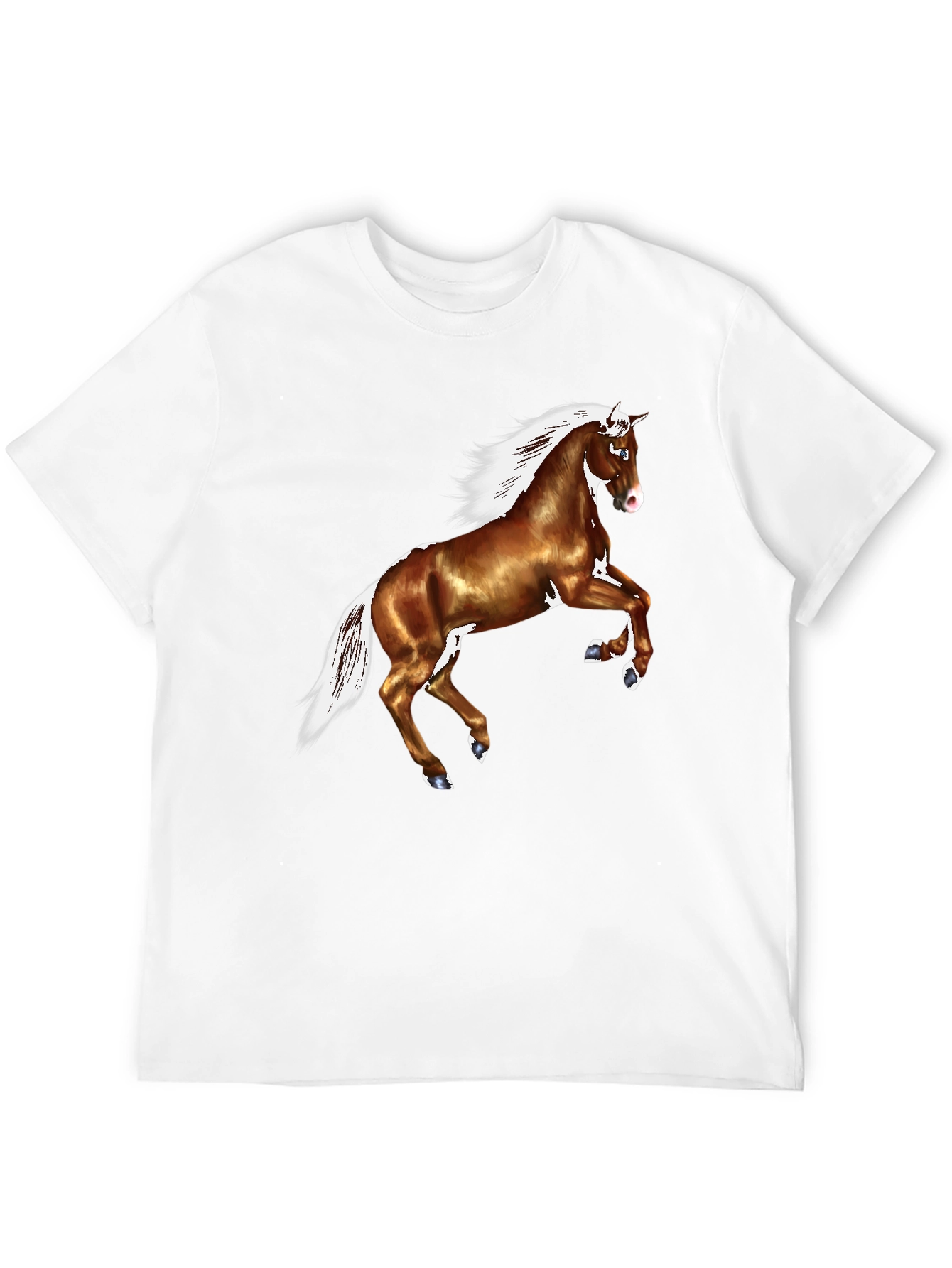 Black Horse Graphic Tee - Black Cotton Casual T-Shirt view 12