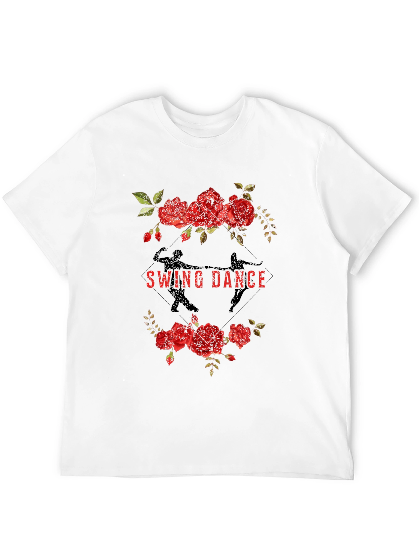 Black Swing Dance Floral Graphic Tee - Black view 12