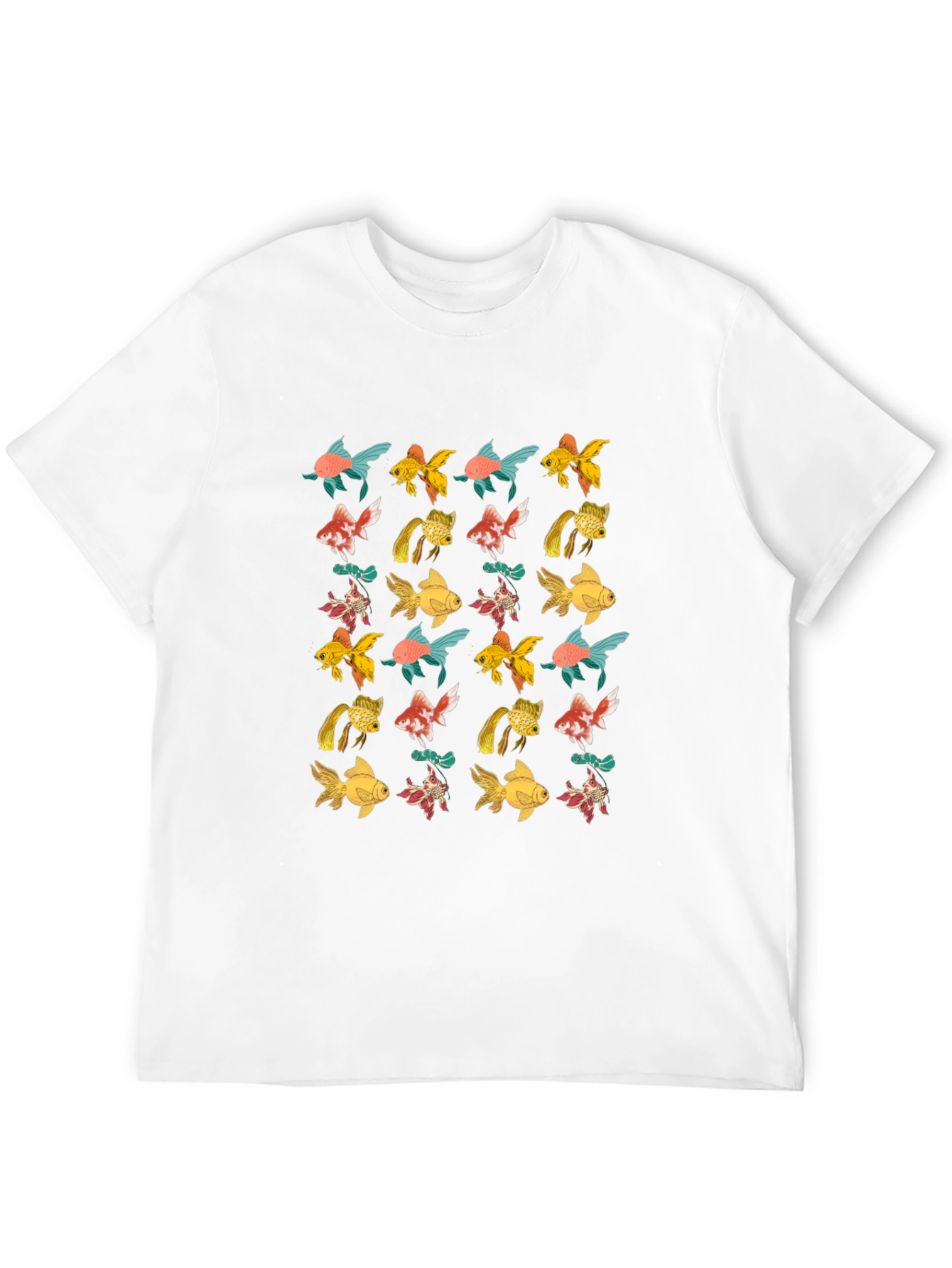 Black Black T-Shirt with Goldfish Pattern view 12