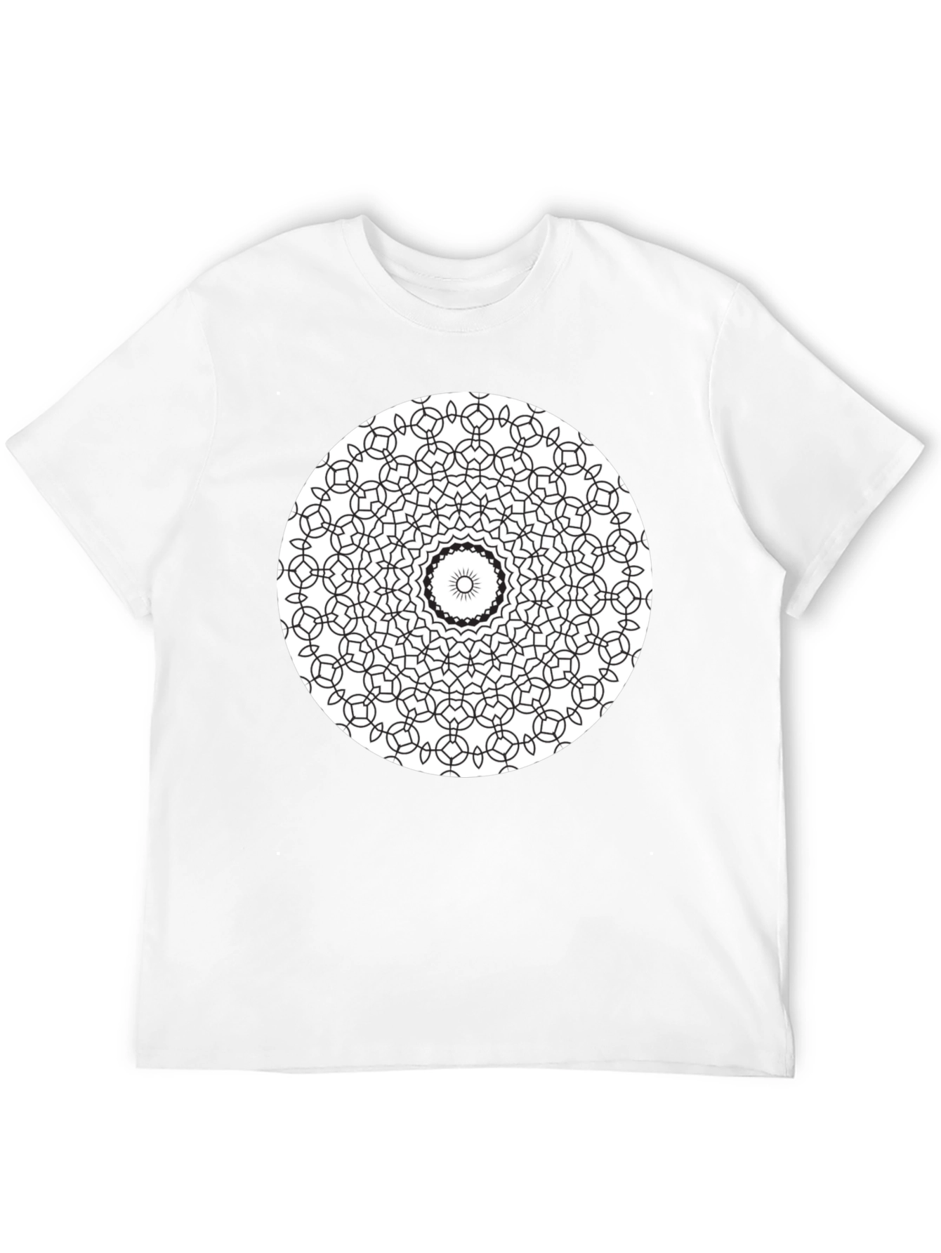 Black Black Mandala T-Shirt - Geometric Design view 12