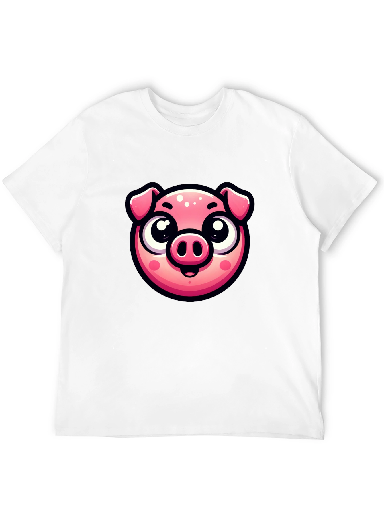Black Cute Pig Graphic Print Black T-Shirt view 12