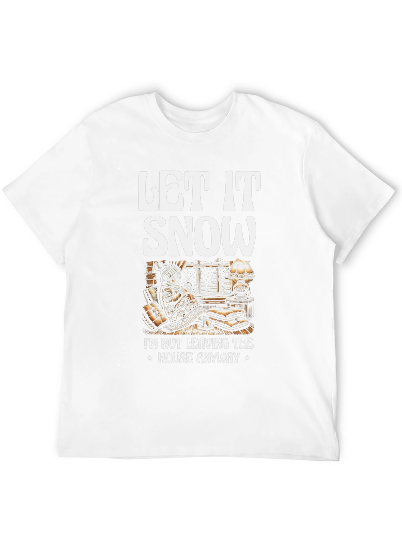 Black Let It Snow T-Shirt Winter Cozy Cabin Black Tee view 12