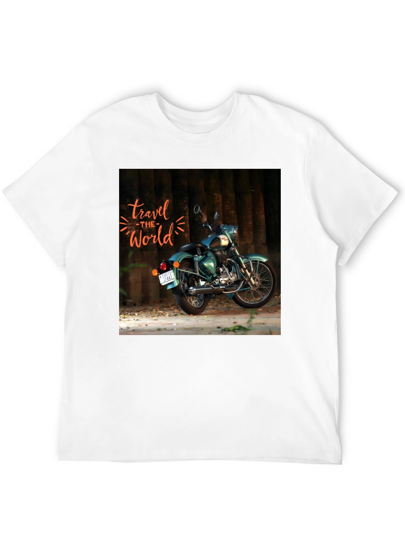 Black Travel the World Motorcycle Graphic T-Shirt view 12