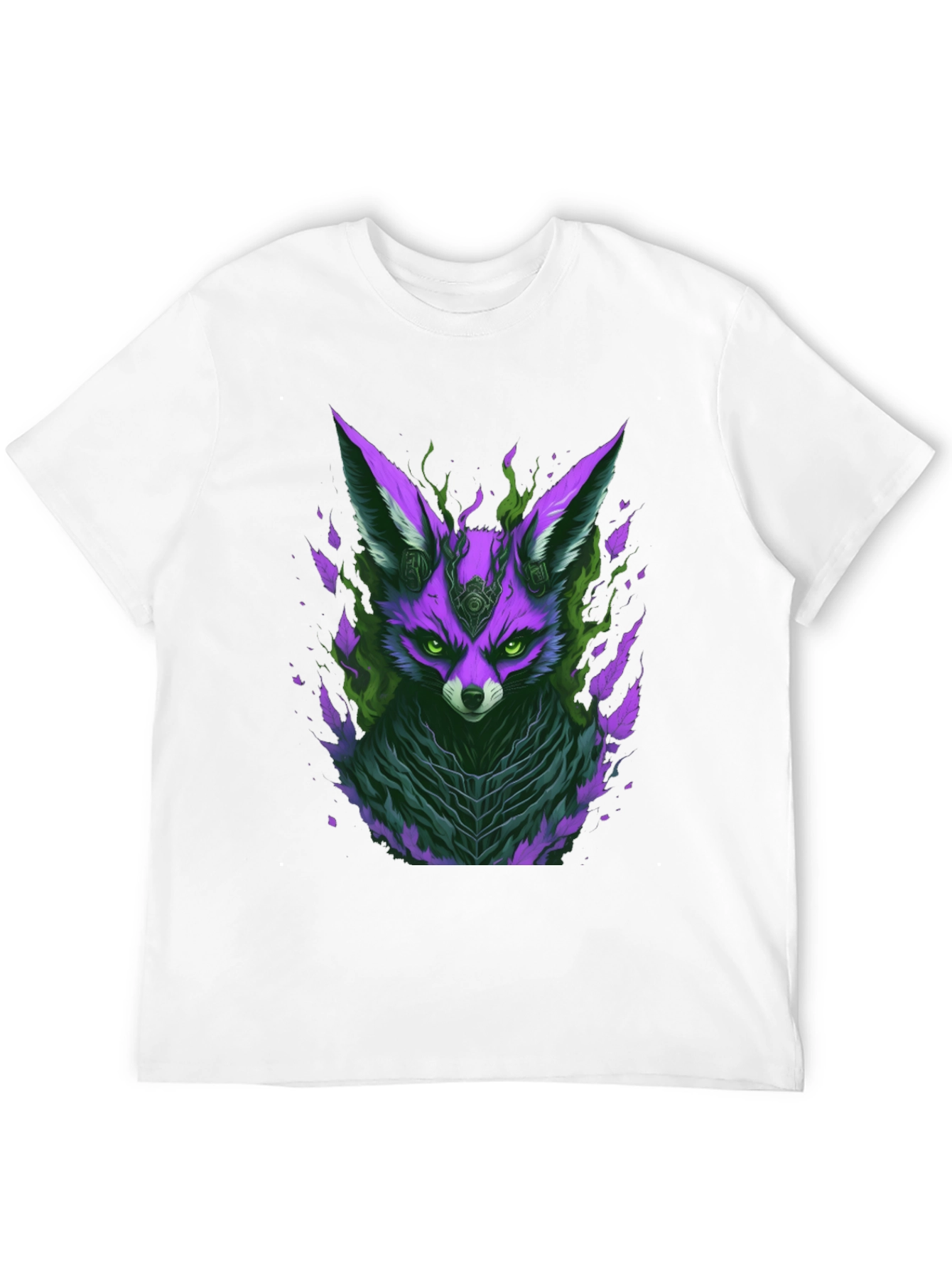 Black Mystic Fox Graphic Tee - Unique Purple Design view 12