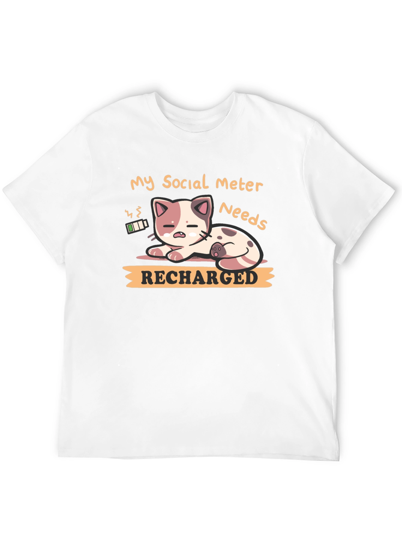 Black Social Meter Recharge Cat Graphic T-Shirt view 12