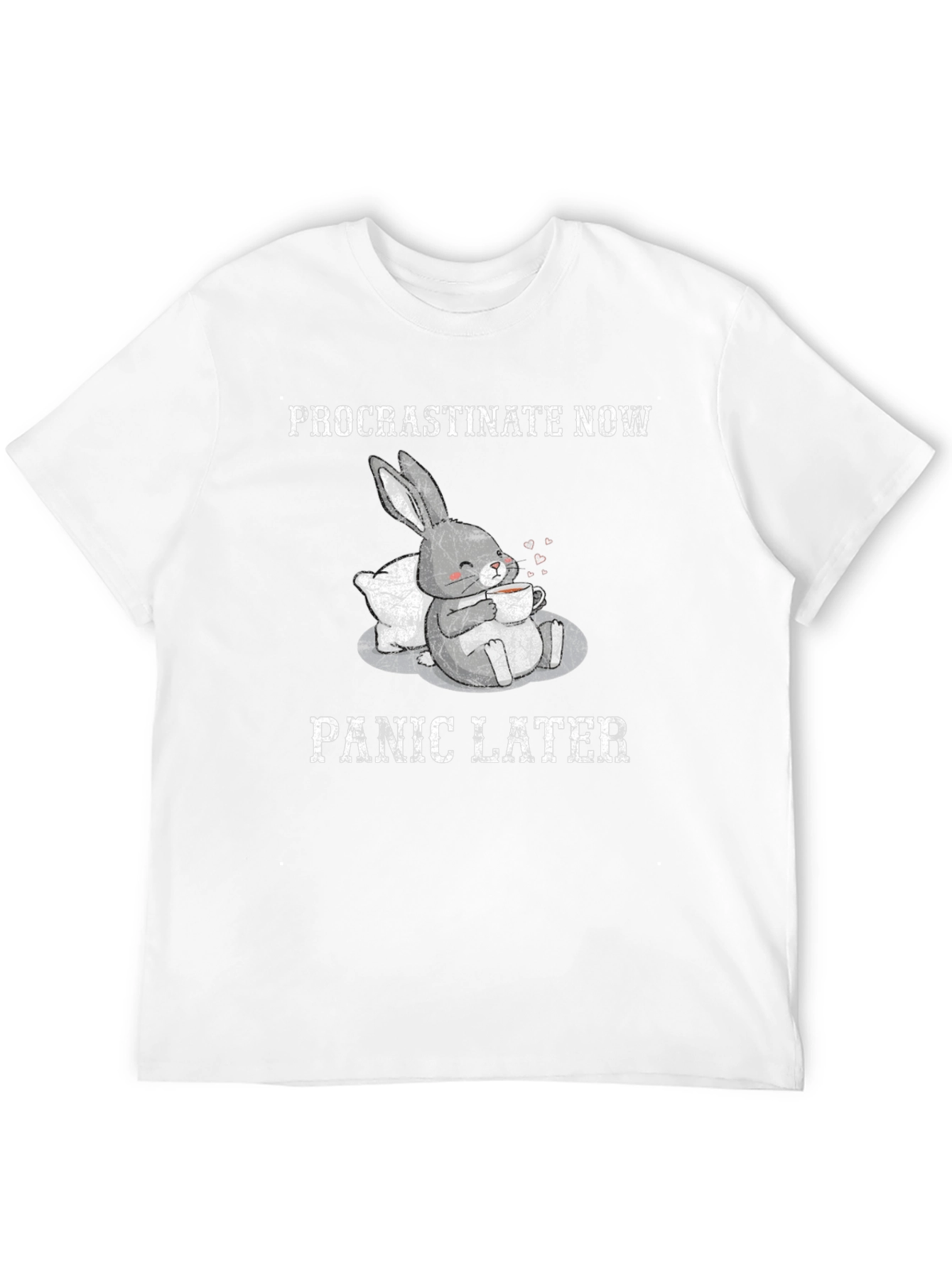 Black Procrastinate Now Panic Later Funny Rabbit T-Shirt view 12
