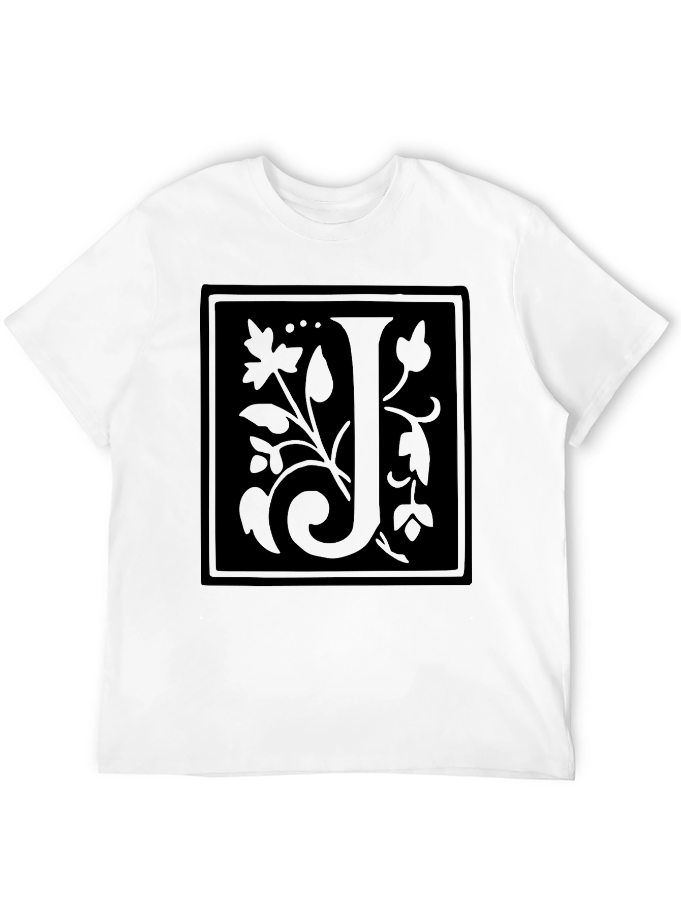 Black Floral Initial J Black T-Shirt view 12