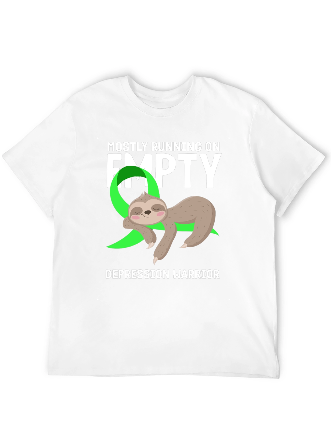 Black Mostly Running on Empty Depression Warrior Sloth Tee view 12