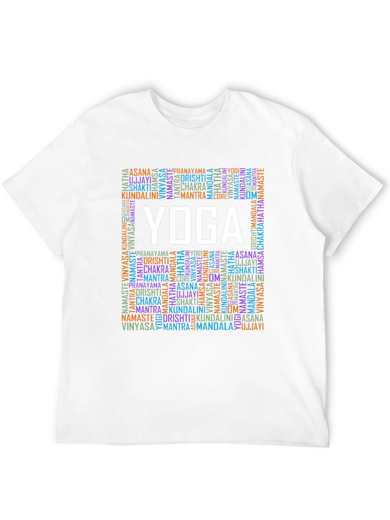 Black Yoga Word Art Graphic Tee - Asana Chakra Mantra Shirt view 12