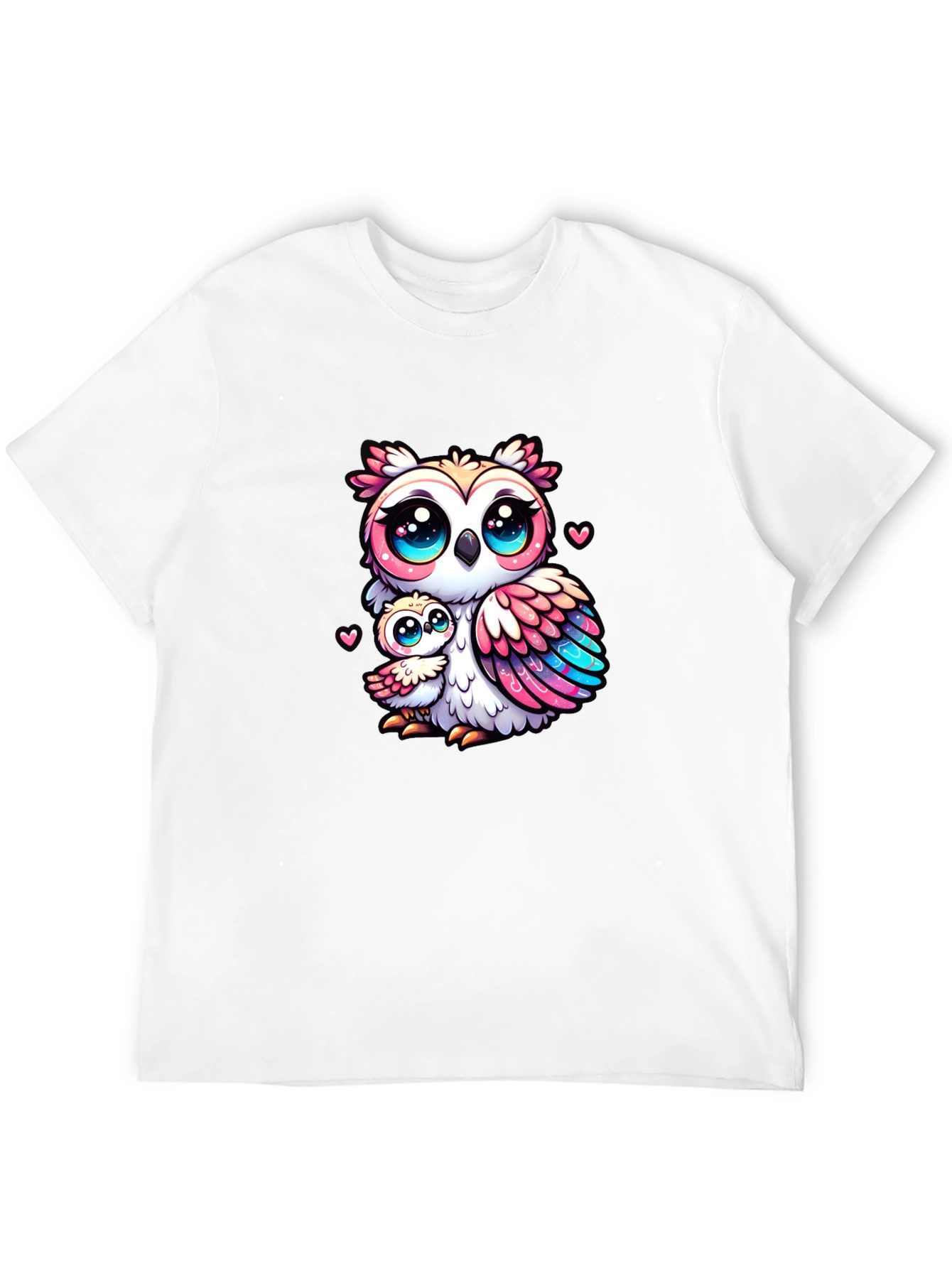 Black Cute Owl Family Graphic Tee - Black Cotton Shirt view 12