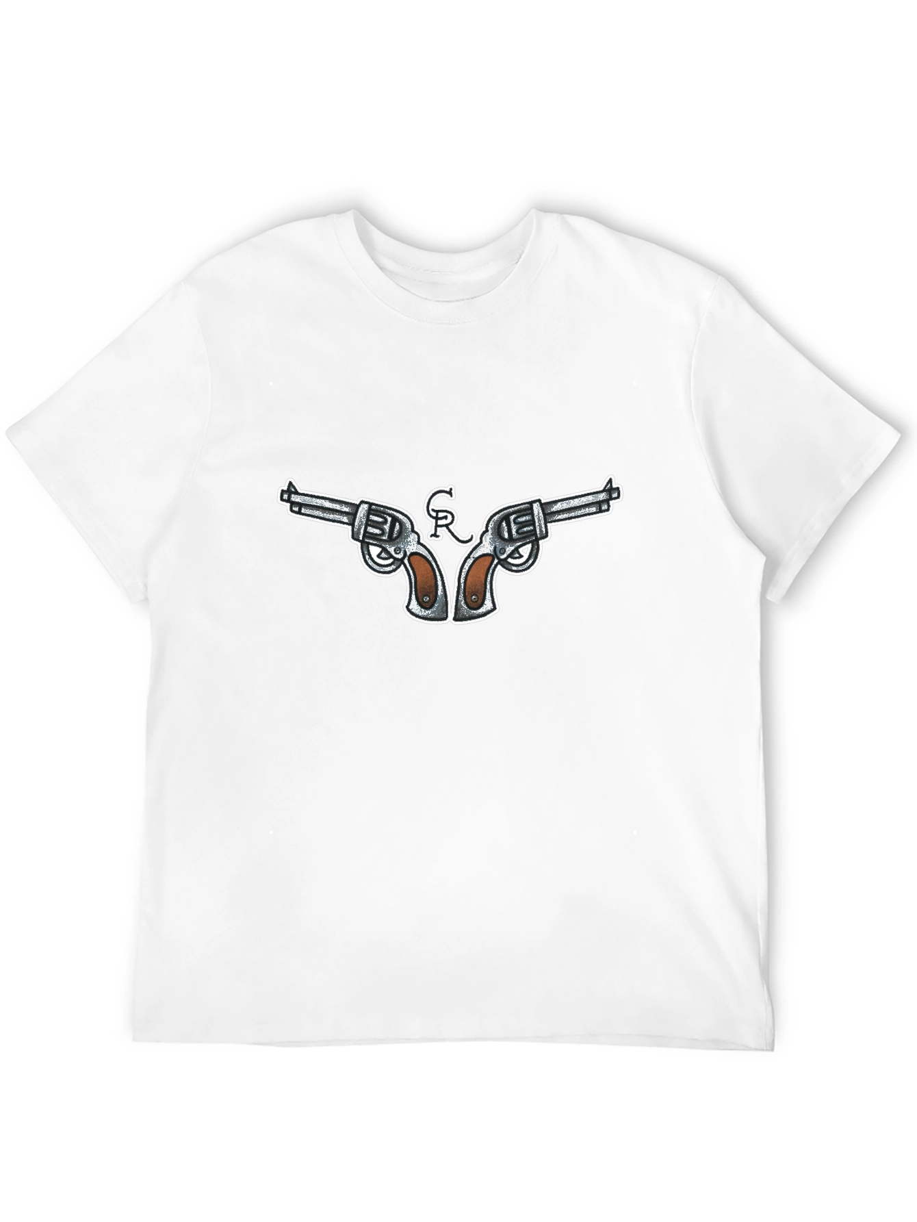 Black Cool Gun Design Black T-Shirt view 12